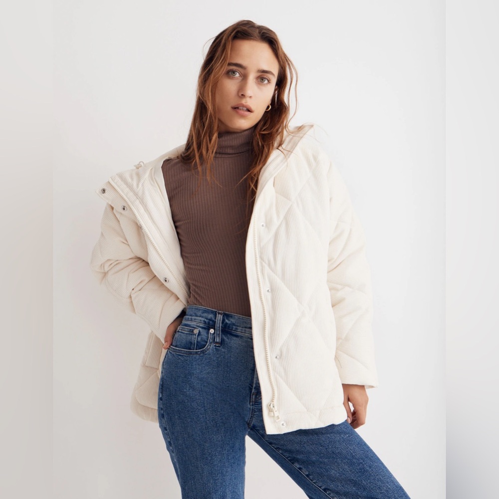 Madewell Corduroy Holland Quilted Puffer Parka Jacket